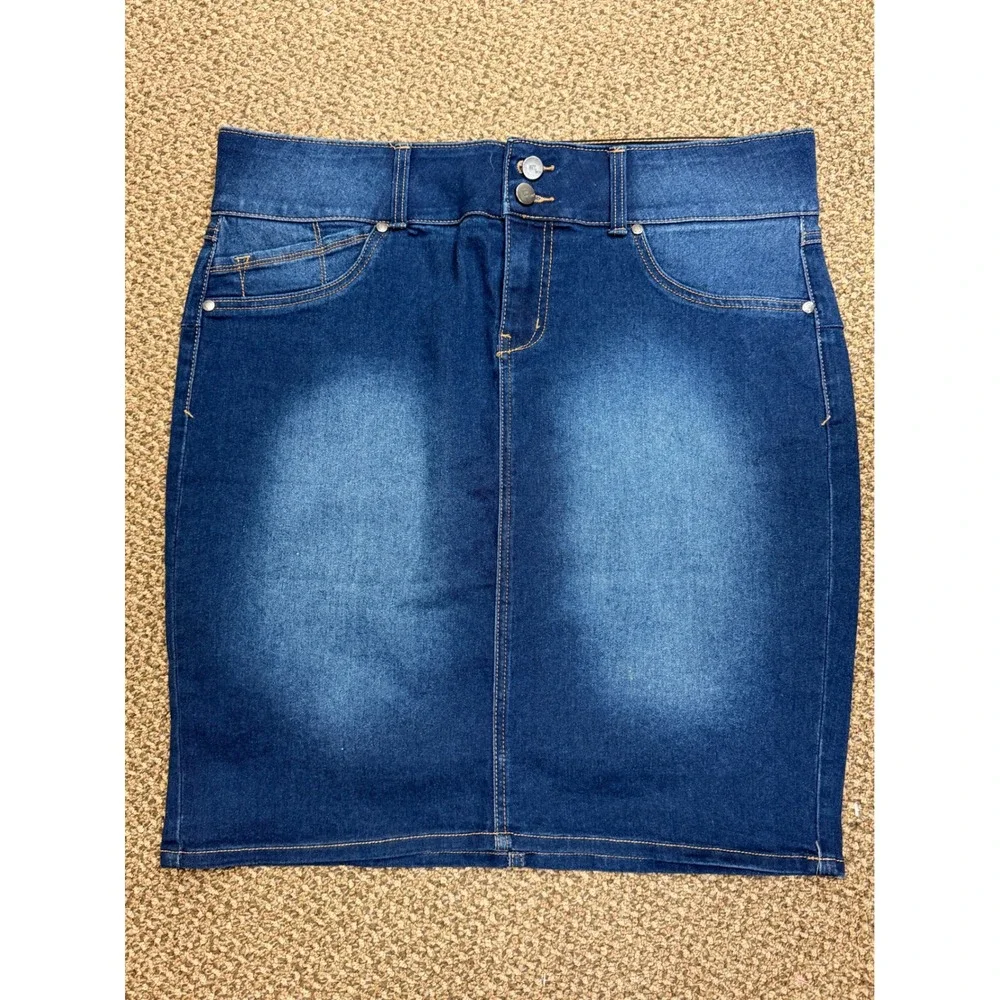 1822 Denim Women Blue Wash Classic Fit Denim Pencil Skirt Size‎ 16